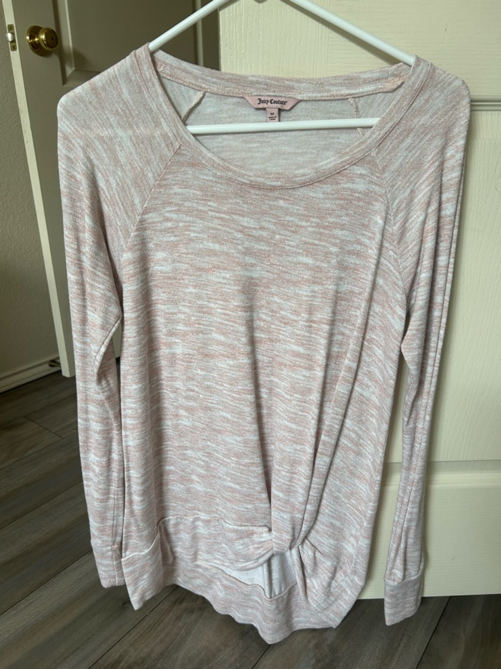 Juicy Couture Light Pink Marled Twist-Hem Pullover